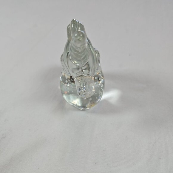 Vintage Clear Glass Unicorn Figurine With Controlled Bubbles Mythical Horse Pape - Picture 5 of 6